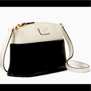 🌿 Kate Spade Millie Black Cement 2 Tone Leather Crossbody Purse NEW 4 B